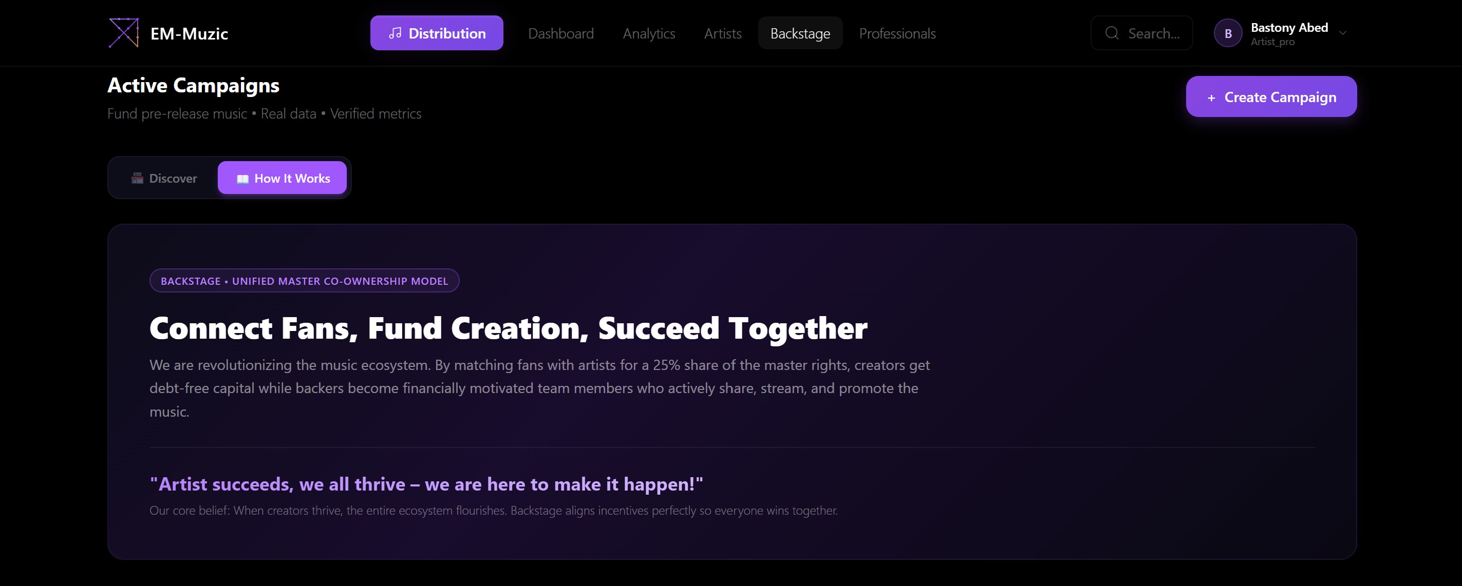 SoundEX Backstage - Fan investment model